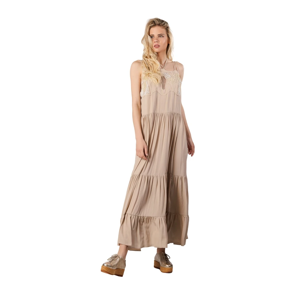 Beatrice .b Geborduurde lijfje gelaagde jurk Beige Dames