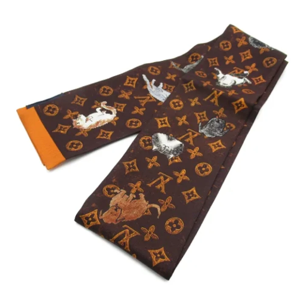 Louis Vuitton Vintage Pre-owned Silk scarves Brown Dames