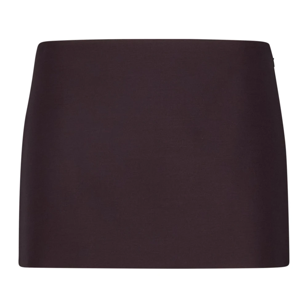 Khaite Brown Short Skirts, Female, S, Bordeaux Wool Silk Mini Skirt