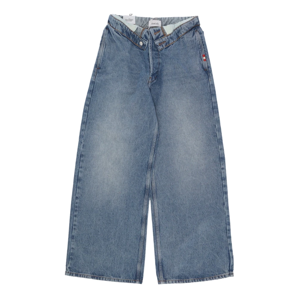 Amish Oprolbare spijkerbroek in lichtblauwe denim Blue Dames
