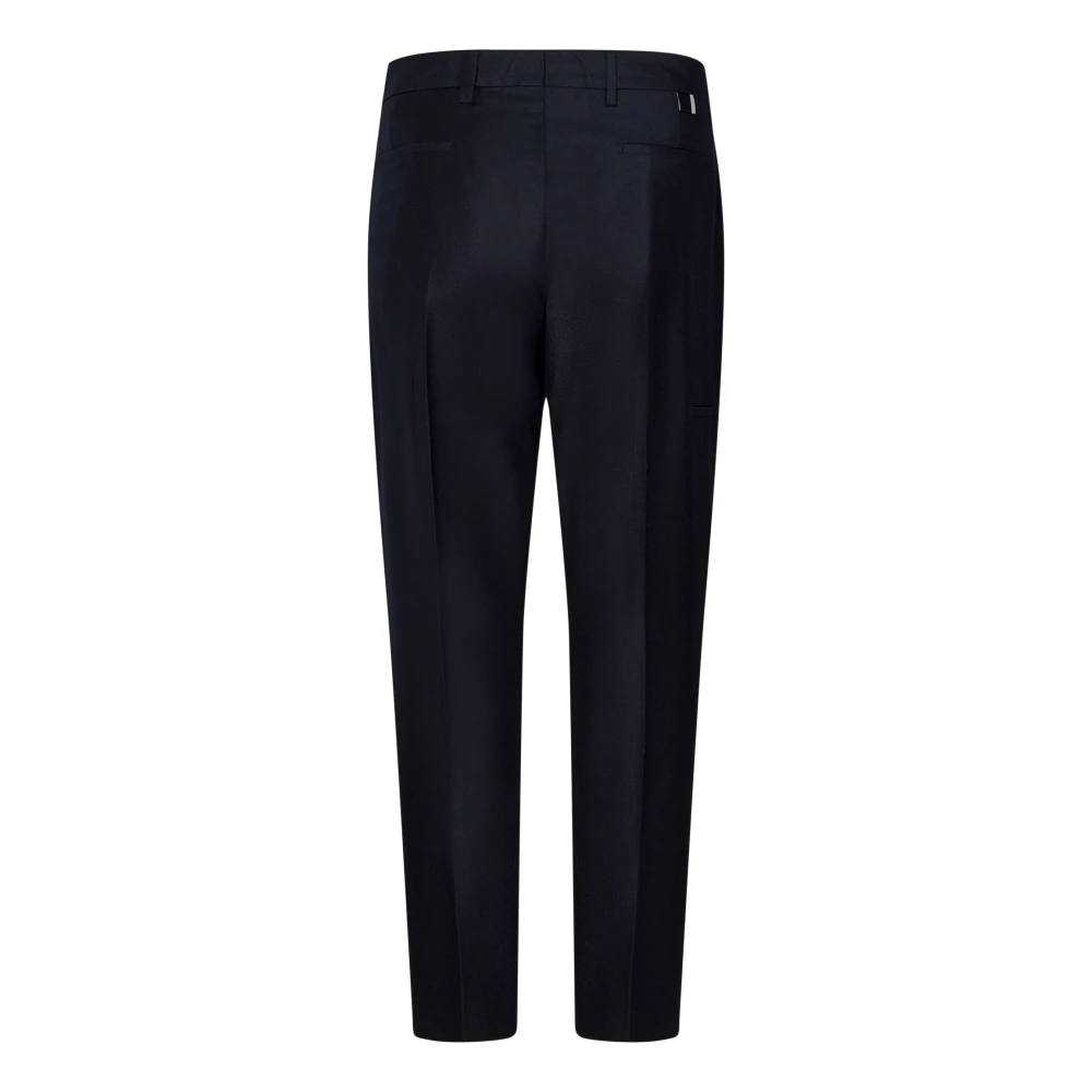 Low Brand Blauwe Wolflanel Relaxte Fit Broek Blue Heren