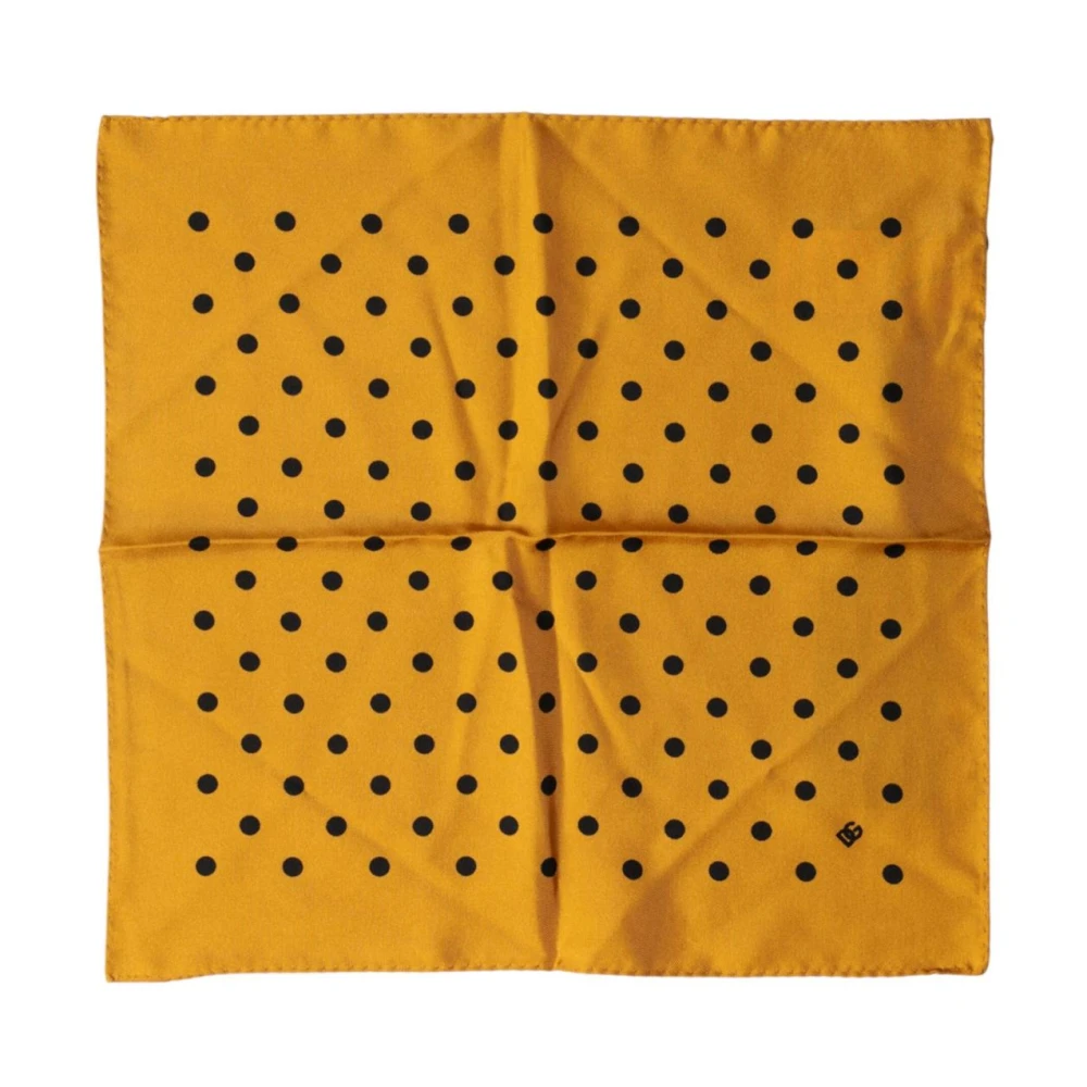 Dolce & Gabbana Men's Orange Silk Scarves, One Size, Polka Dot Square Handkerchief Scarf