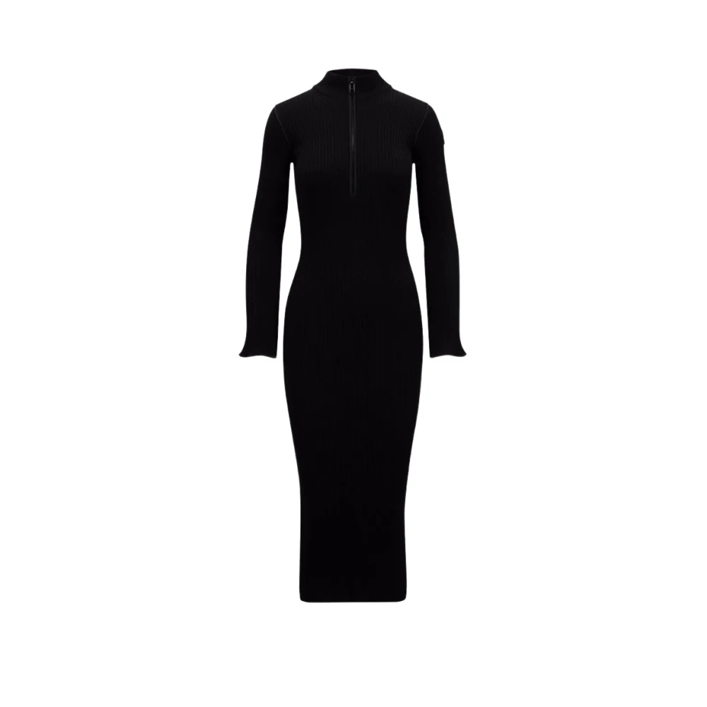 Moncler Women's Black Midi Dresses, M, Wool Midi Dress