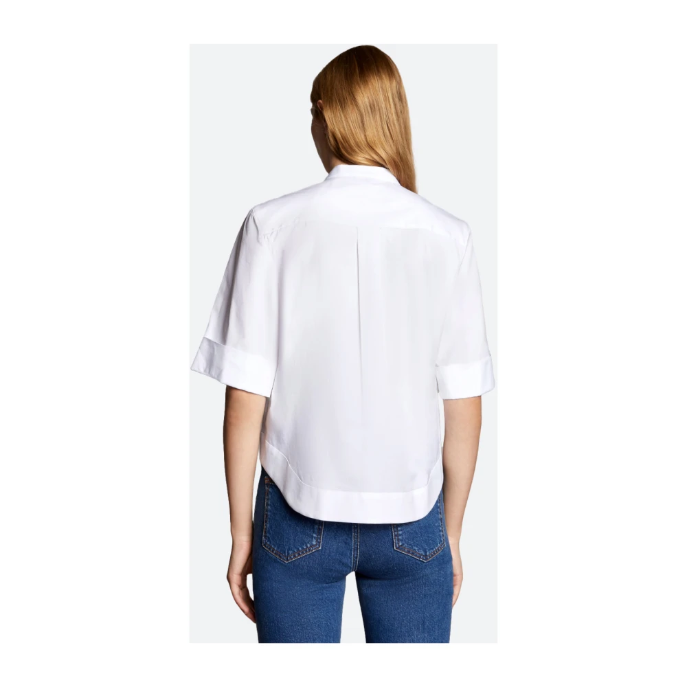 Fay Korte mouw Koreaanse kraag overhemd White Dames