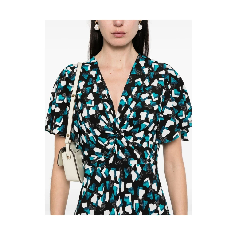 Diane Von Furstenberg Zwarte Knoopdetail Jurk Multicolor Dames