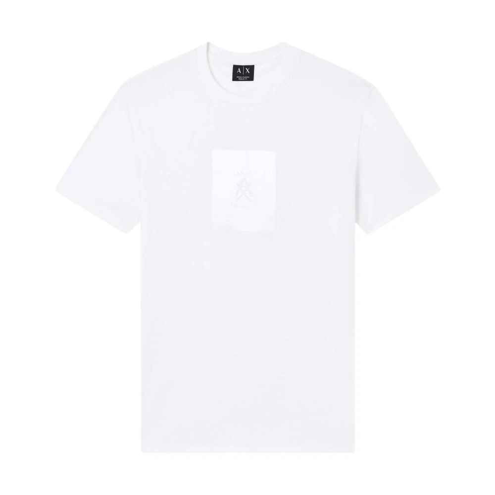 Armani Exchange Men's White T-Shirts, S, Round Neck Short Sleeve Cotton T-Shirt