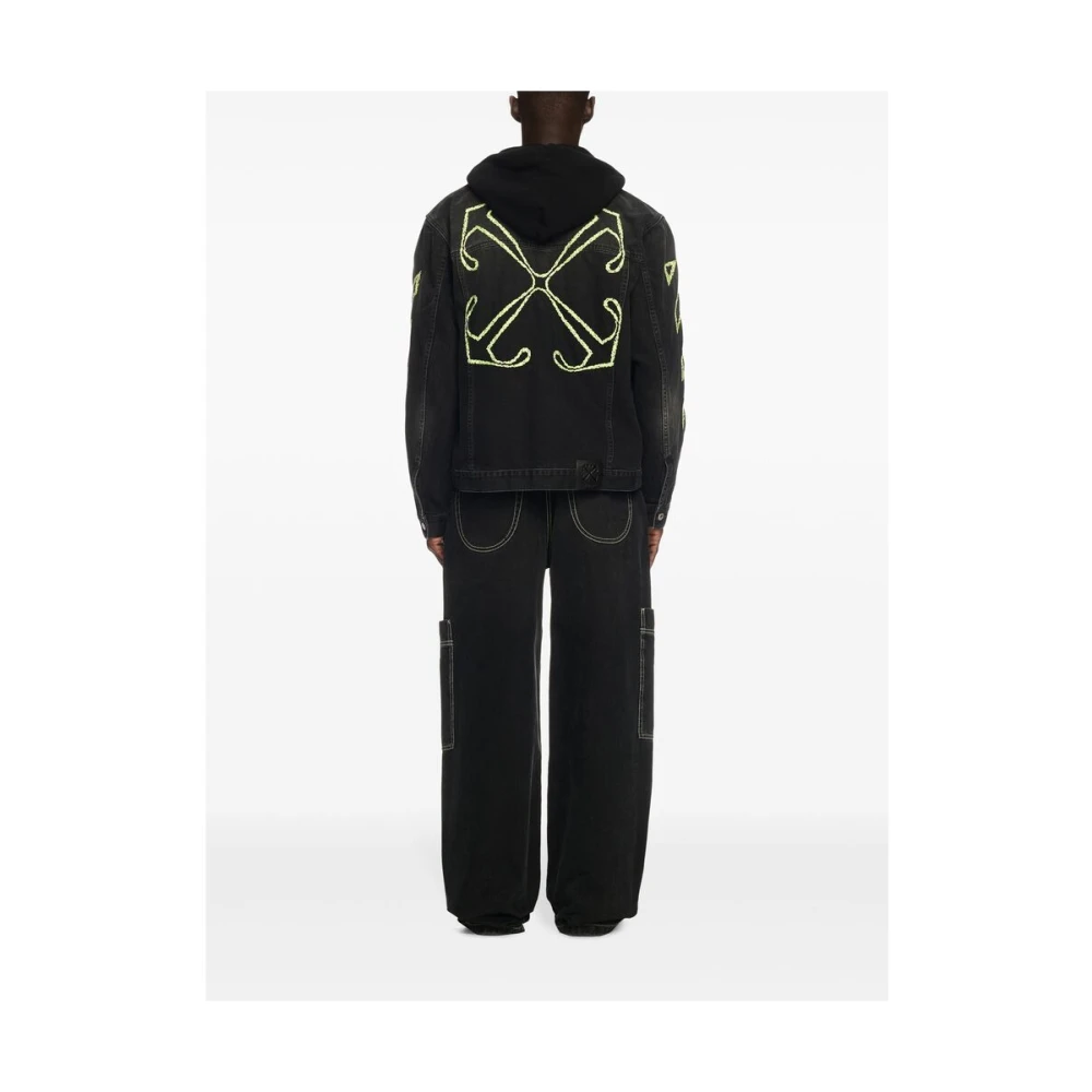 Off White Zwarte Jeans met Geborduurd Logo Black Heren