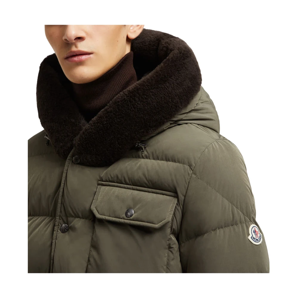 Moncler Groene Pufferjas met Teddy Capuchon Green Heren