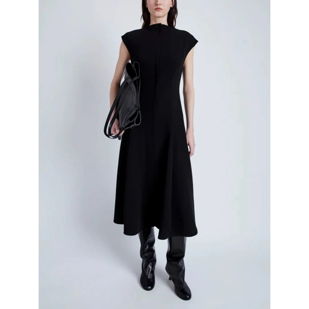Proenza Schouler Matte Viscose Crepe Jurk Black Dames