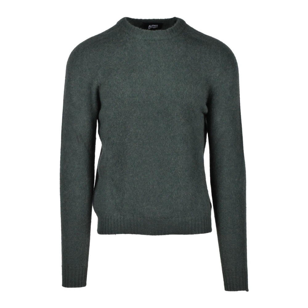 Alpha Studio Merino Wol Gebreide Trui Green Heren