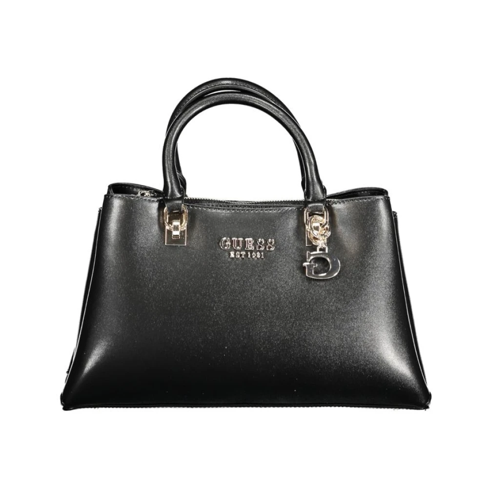 Guess Zwarte polyethyleen handtas met verstelbare schouderband Black Dames