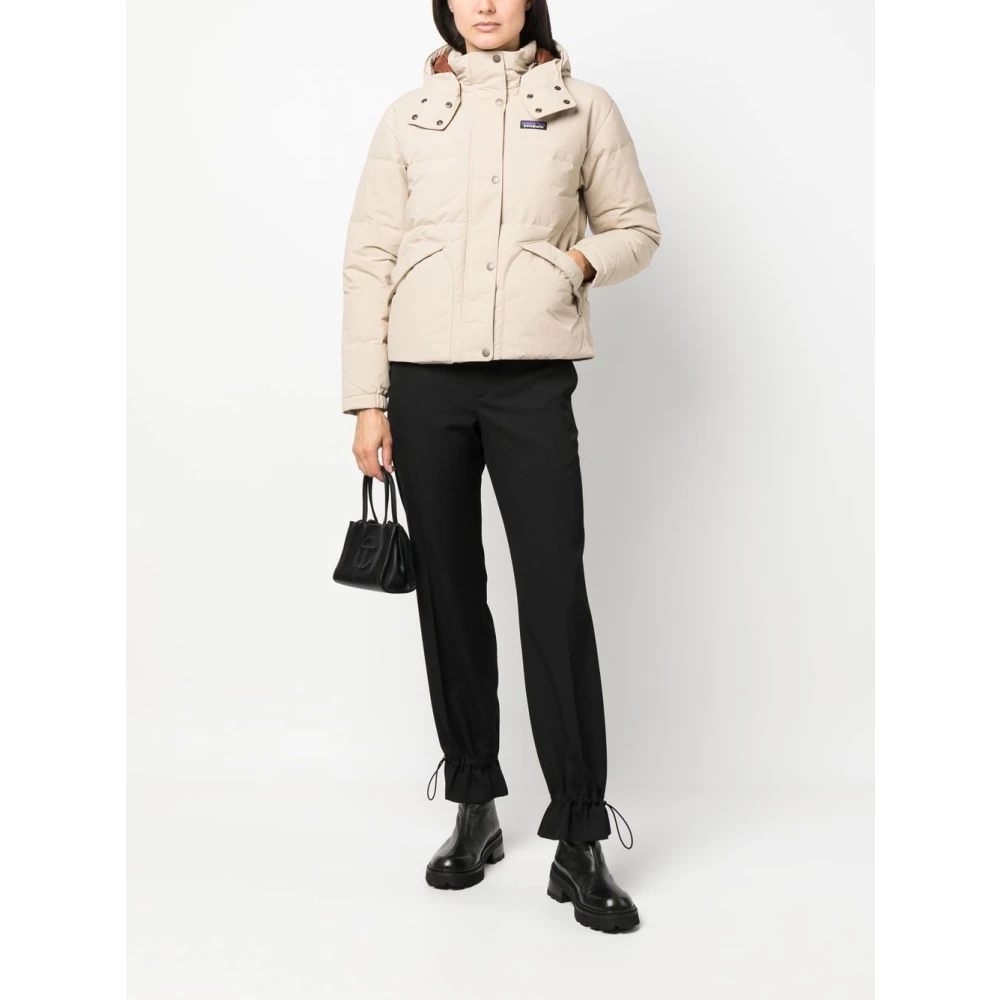 Patagonia Groene Dons Pufferjas met Capuchon Brown Dames