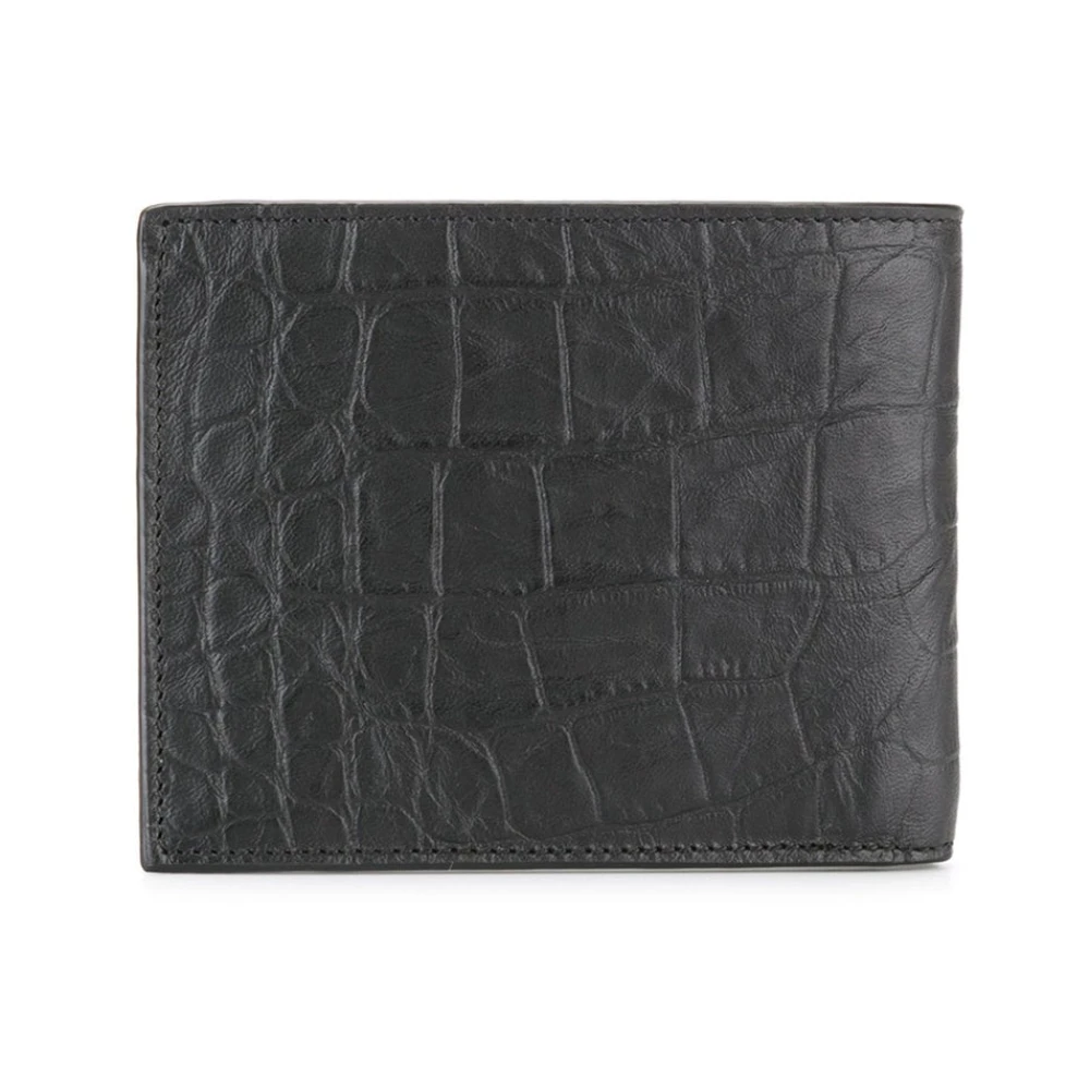 Saint Laurent Leren Portemonnee met Krokodillenprint Black Heren