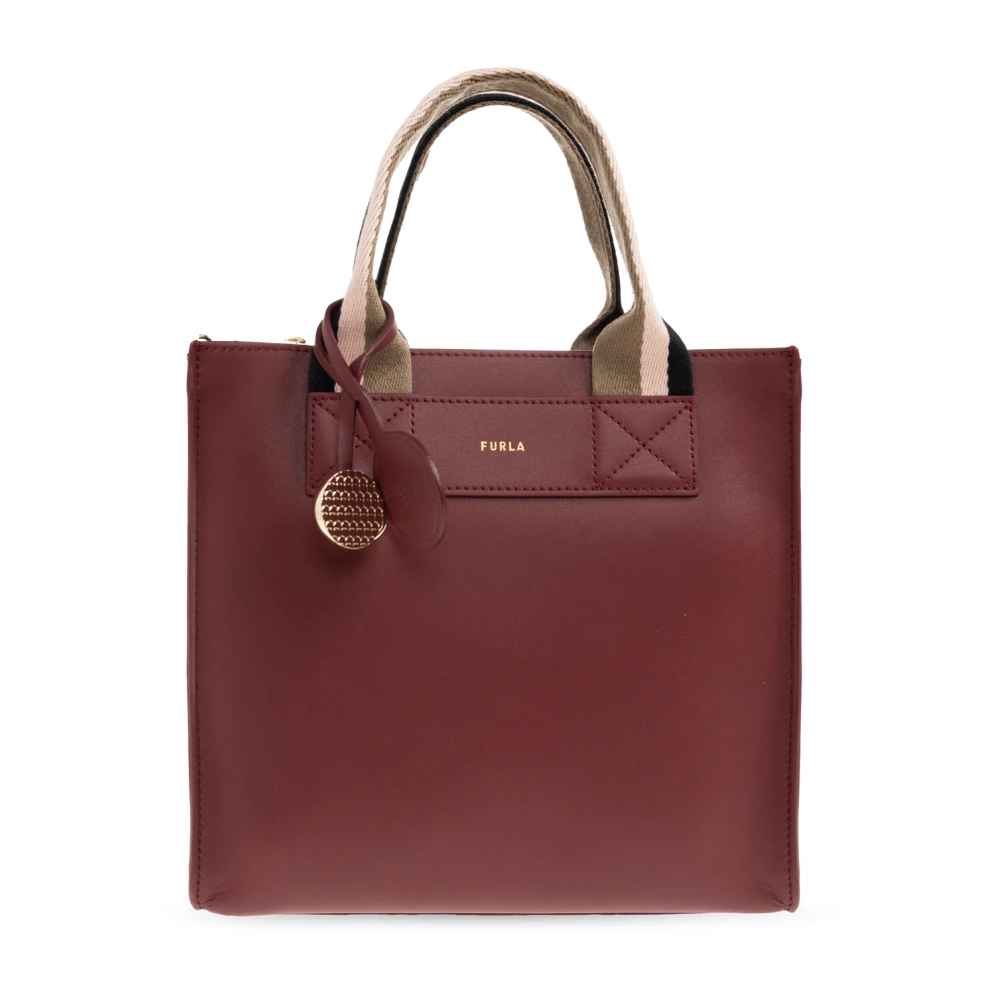 Furla Vrouw Rood Tassen Dames, One Size, Leer, Divide Small Shopper Bag