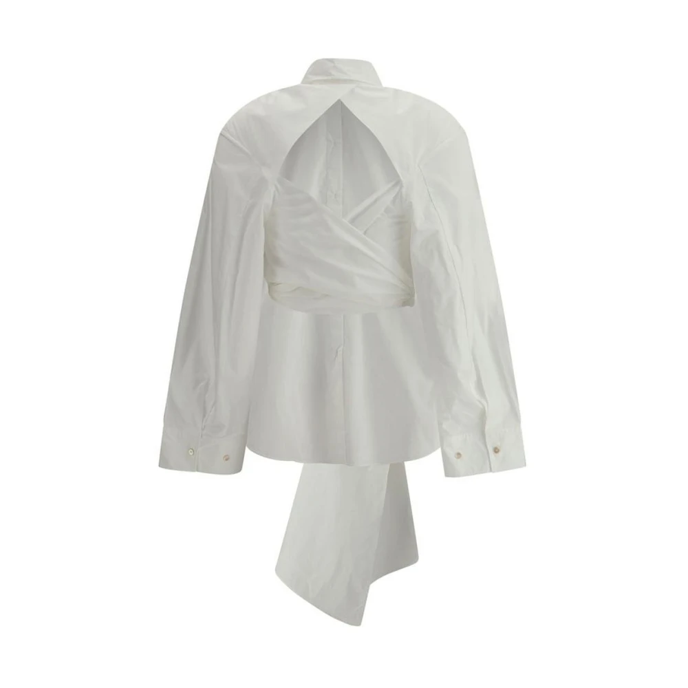 Forte Geknoopt Langarm Poplin Overhemd White Dames