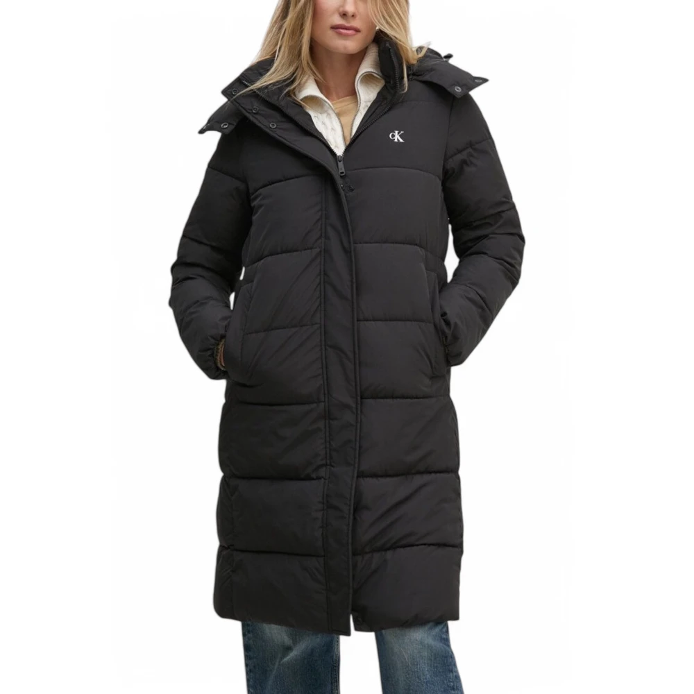 Calvin Klein Jeans Zwarte Coltrui Hoodie Jas met Zakken Black Dames