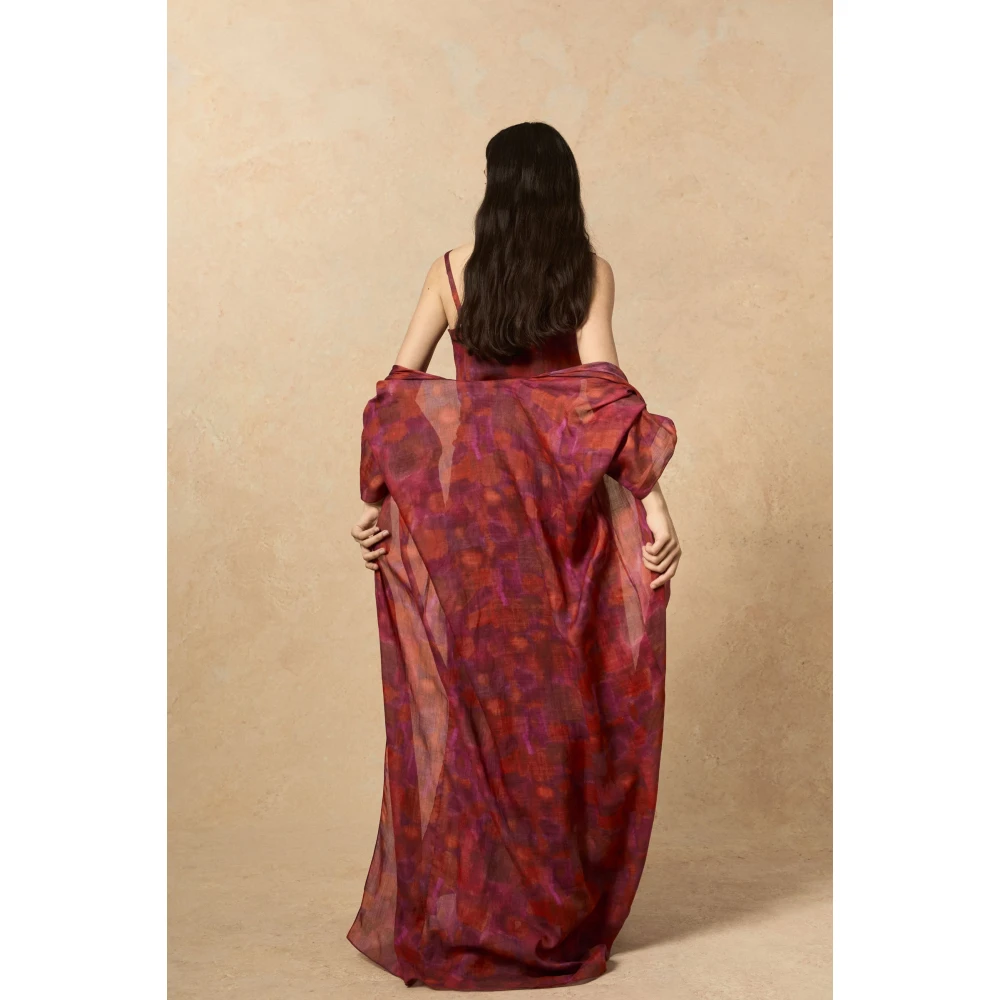 Cortana Indira Print Lange Ramie Jas Red Dames