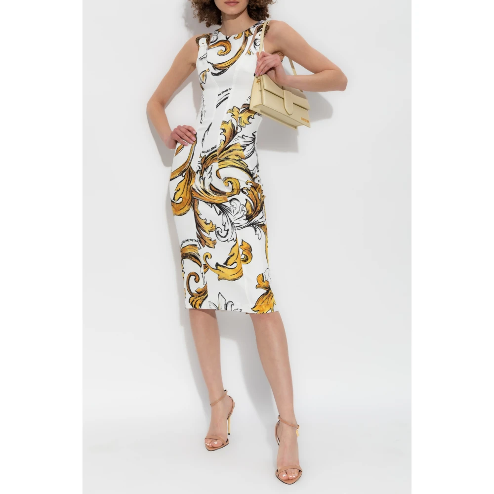 Versace Jeans Couture Jurk met Outline Barocco print White Dames