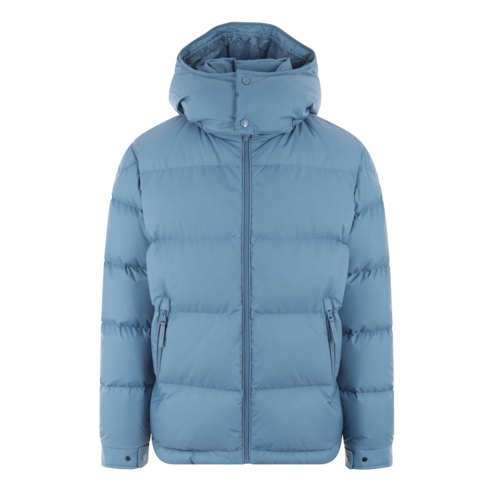 Moncler Blå Quiltad Jacka med Bokstavstryck Blue, Herr