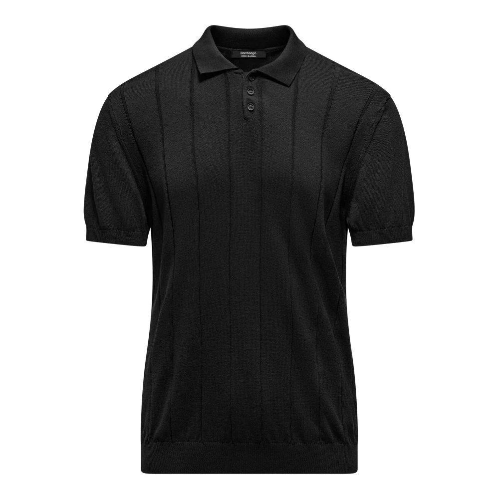 Bomboogie Uomo Nero - Maglione Di Cotone Con Ampio Collo A Coste - Knitwear - M