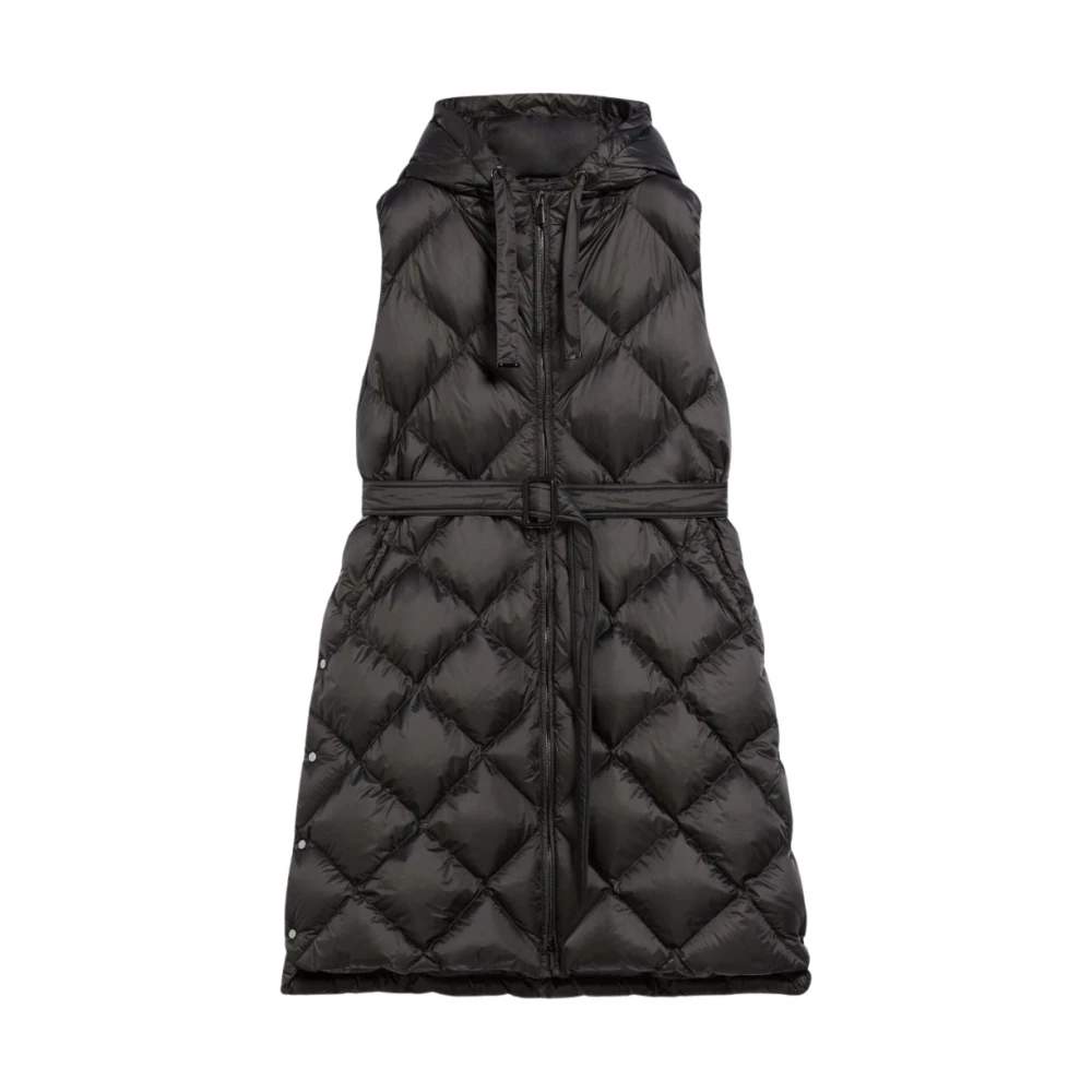 Max Mara Black Waistcoats, Female, 2XS, Midi Quilted Vest