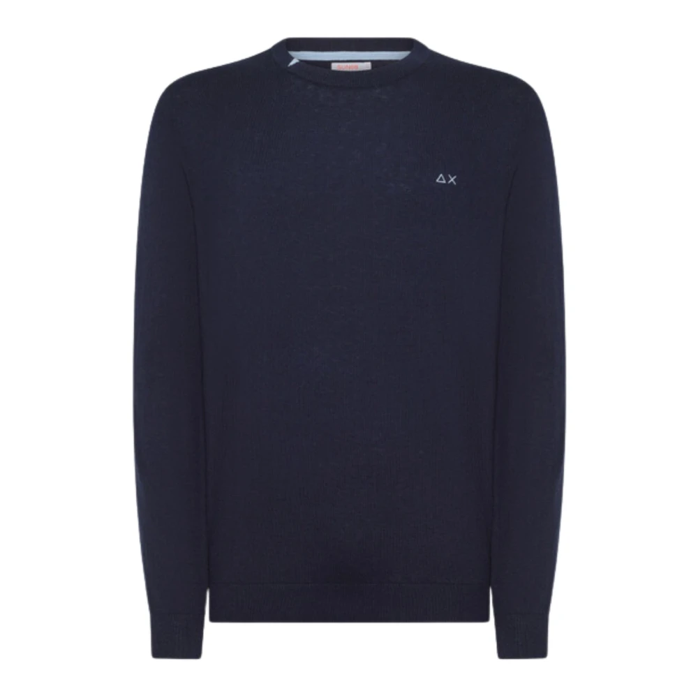 Sun68 Navy Blauw Logo Trui Blue Heren