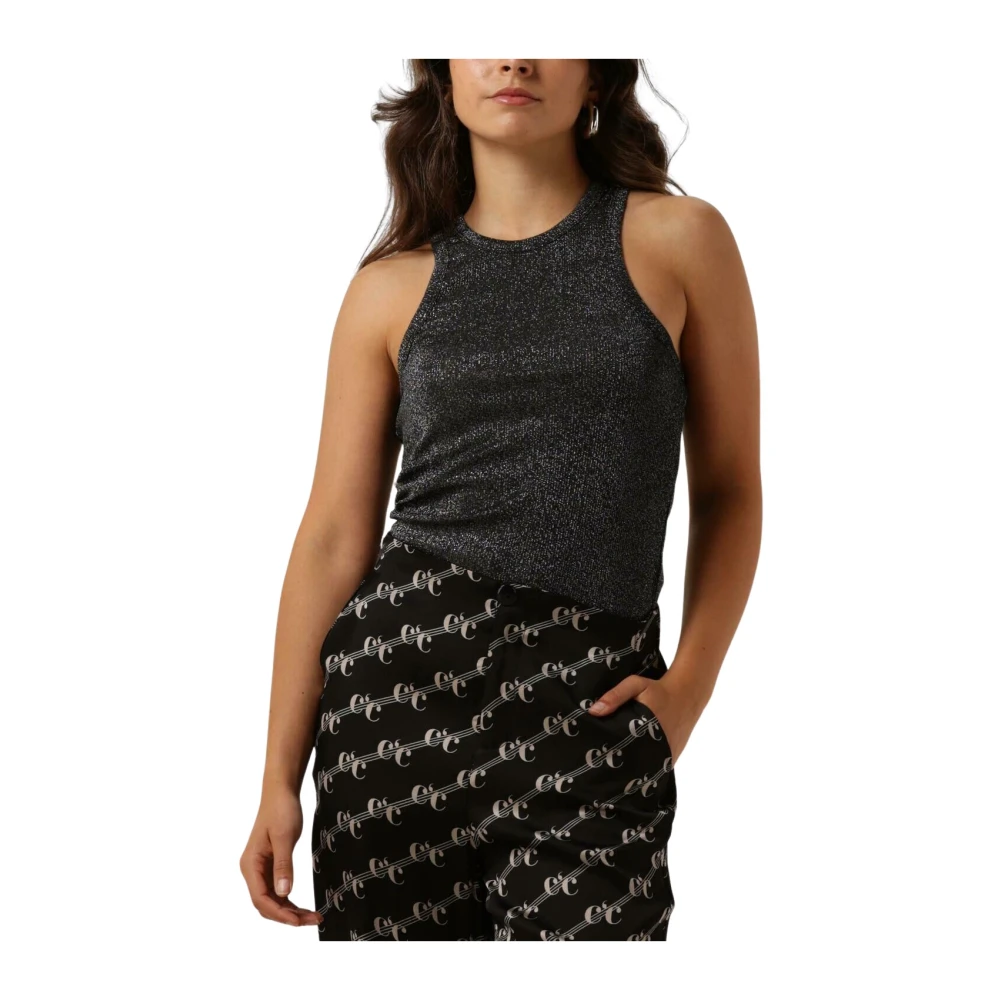 Co'Couture Glitter Tank Top voor Vrouwen Black Dames