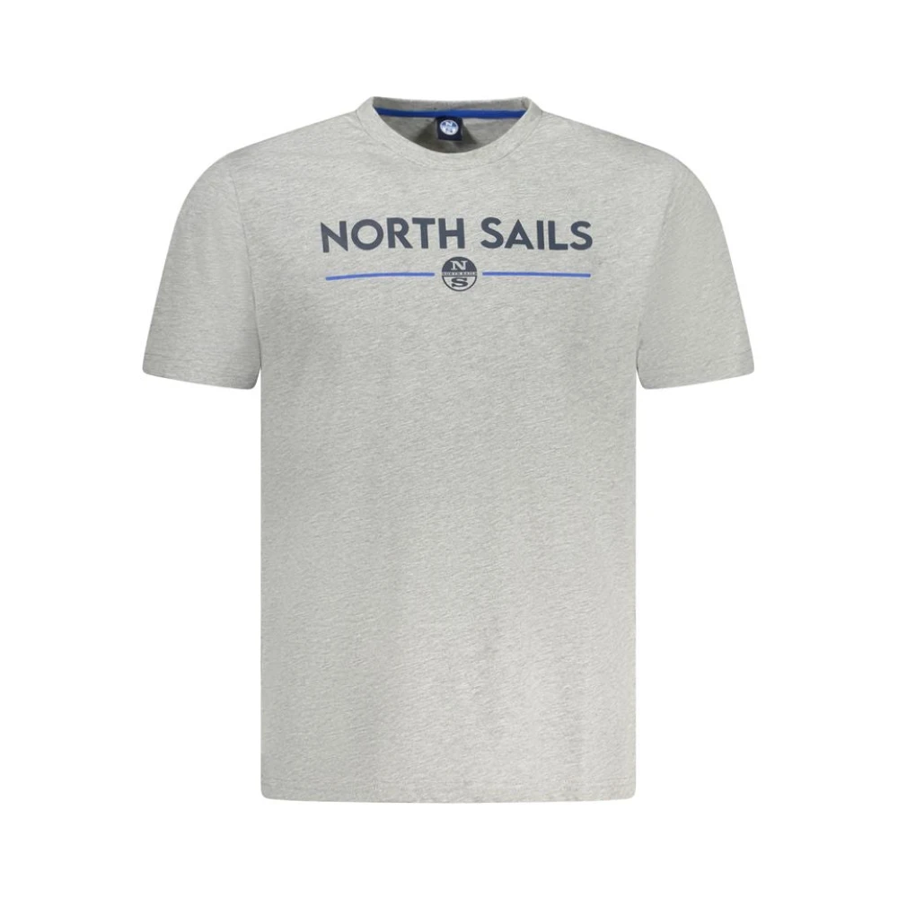North Sails , T-Shirts, Male, Gray, 2XL, Brown Cotton Men T-Shirt With Nautical Flair