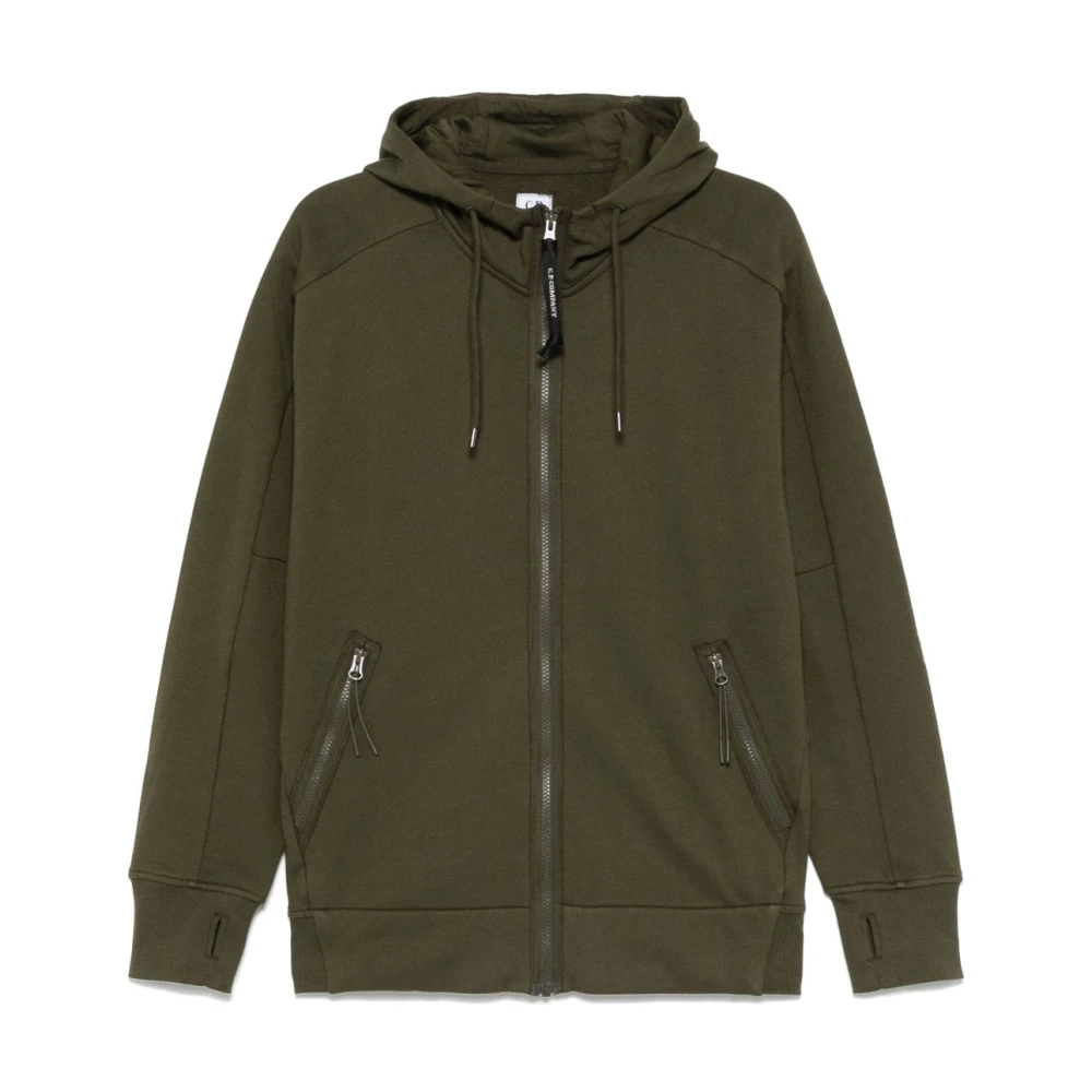 C.P. Company Grön Fleece Zip-Up Hoodie Sweaters Green, Herr