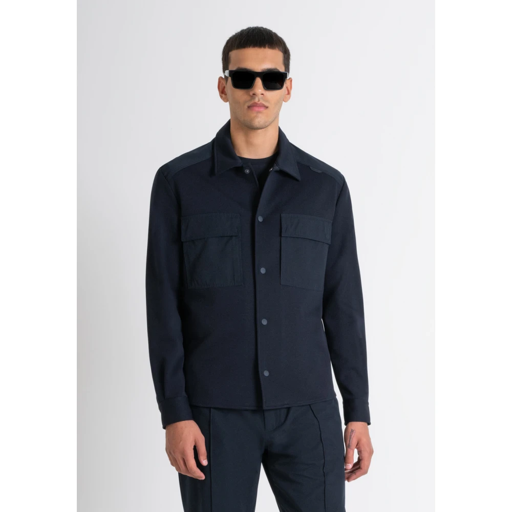 Antony Morato Casual Katoenen Overshirt met Zakken Blue Heren