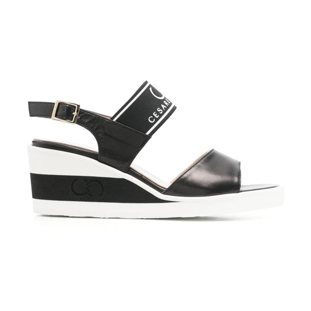 Casadei Black Wedges, Female, 5 Uk, Leather Wedge Sandals