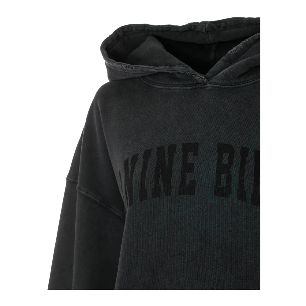Anine Bing Vintage Style hoodie met logo print Black Dames
