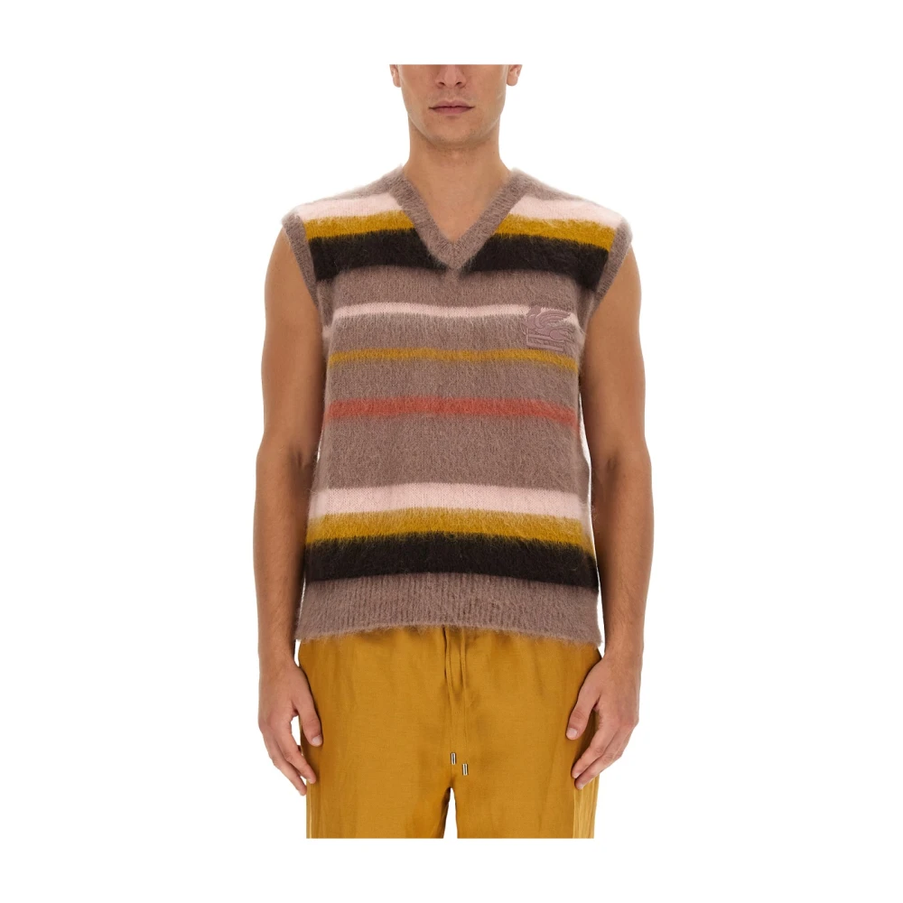ETRO Gestreepte Mouwloze Gebreide Vest Multicolor Heren