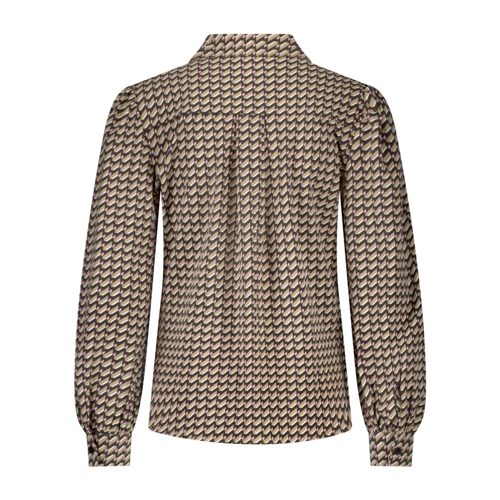 Lady Day Blouse met pofmouwen en knoopsluiting Beige Dames