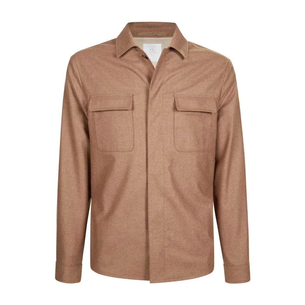 Eleventy Men's Brown Wool Silk Cashmere Jacket Shirt