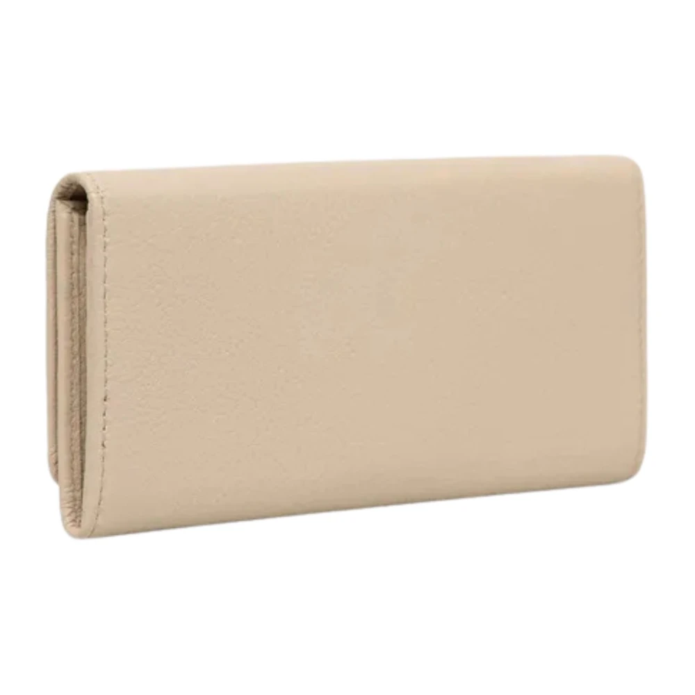 PATRIZIA PEPE Beige Leren Portemonnee Met Drukknoop Beige Dames