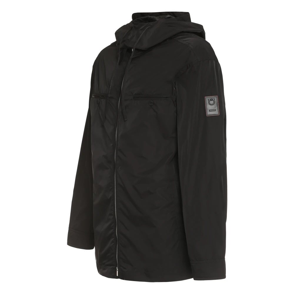 Salvatore Ferragamo Hoodie met logopatch Black Heren