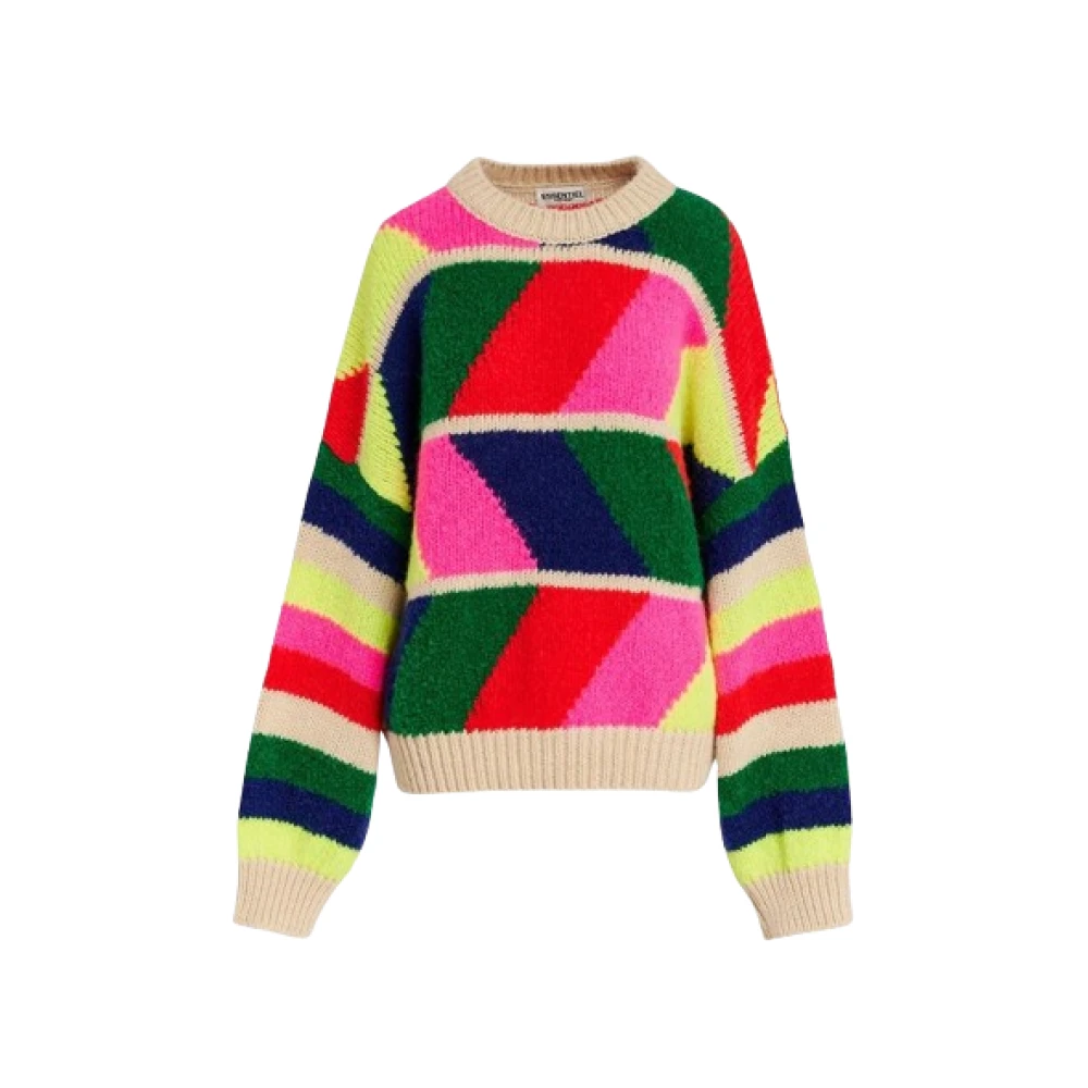 Essentiel Antwerp Multicolor Geometrische Crewneck Trui Multicolor Dames