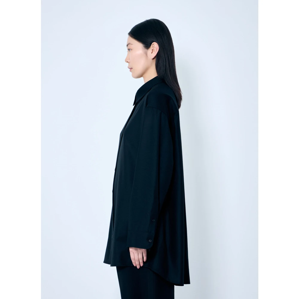 The Row Wollen Flanellen Caroline Shirt Black Dames
