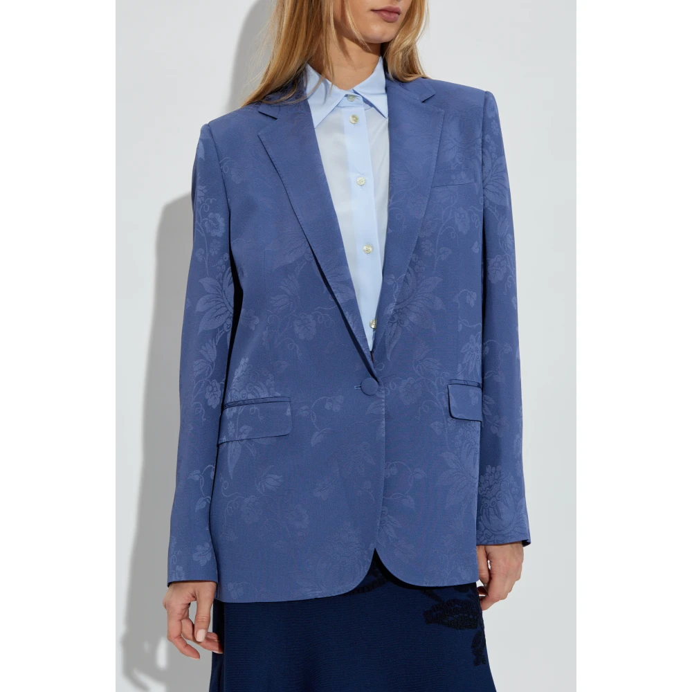 ETRO Satin blazer met bloemenpatroon Blue Dames