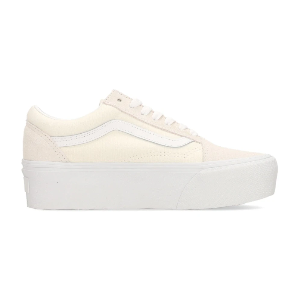 Vans Women's Beige Marshmallow Low-Top Sneaker With Platform