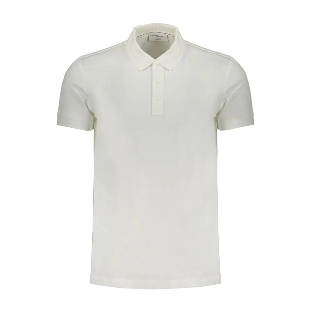 Calvin Klein Men's White Printed Logo Polo Shirt