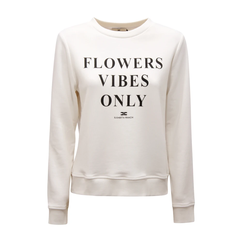 Elisabetta Franchi White N6661 Felpa Wo Sweatshirt - Female - Sweatshirts - S - Sweatshirts & Hoodies
