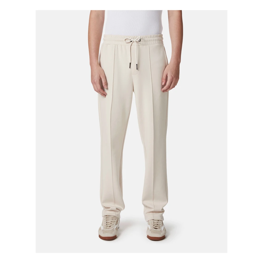 Iceberg Stoffige witte broek in scuba-effect fleece met logopatch Beige Heren