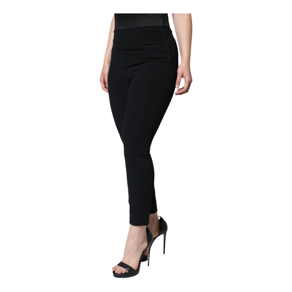 Dolce & Gabbana Zwarte hoge taille taps toelopende broek Black Dames