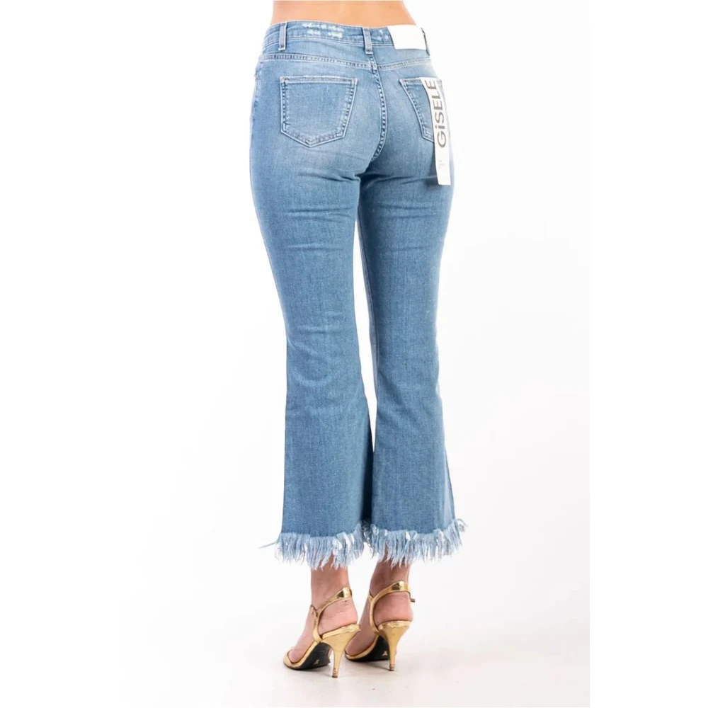 ViCOLO Flare Frayed Hem Broek Blue Dames