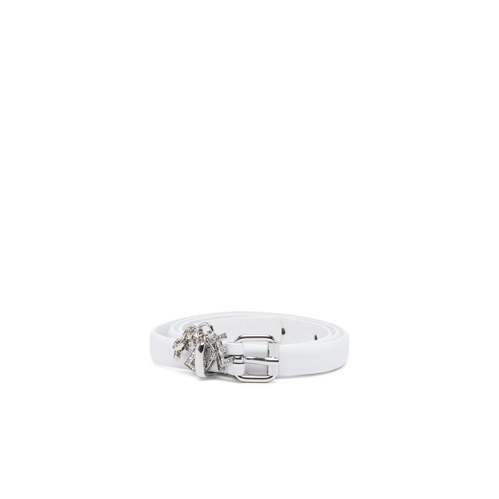 Diesel Leather belt with crystal logo charms White Dames