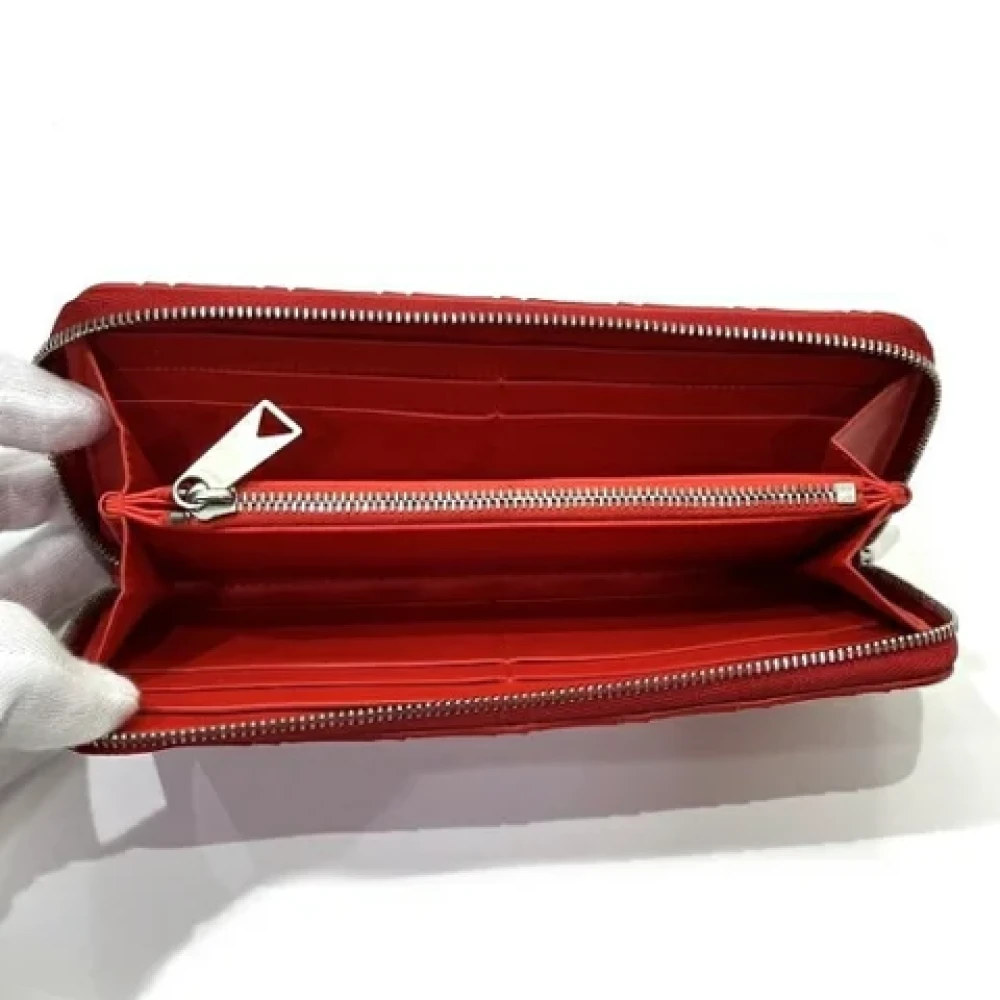 Bottega Veneta Vintage Pre-owned Cotton wallets Red Dames