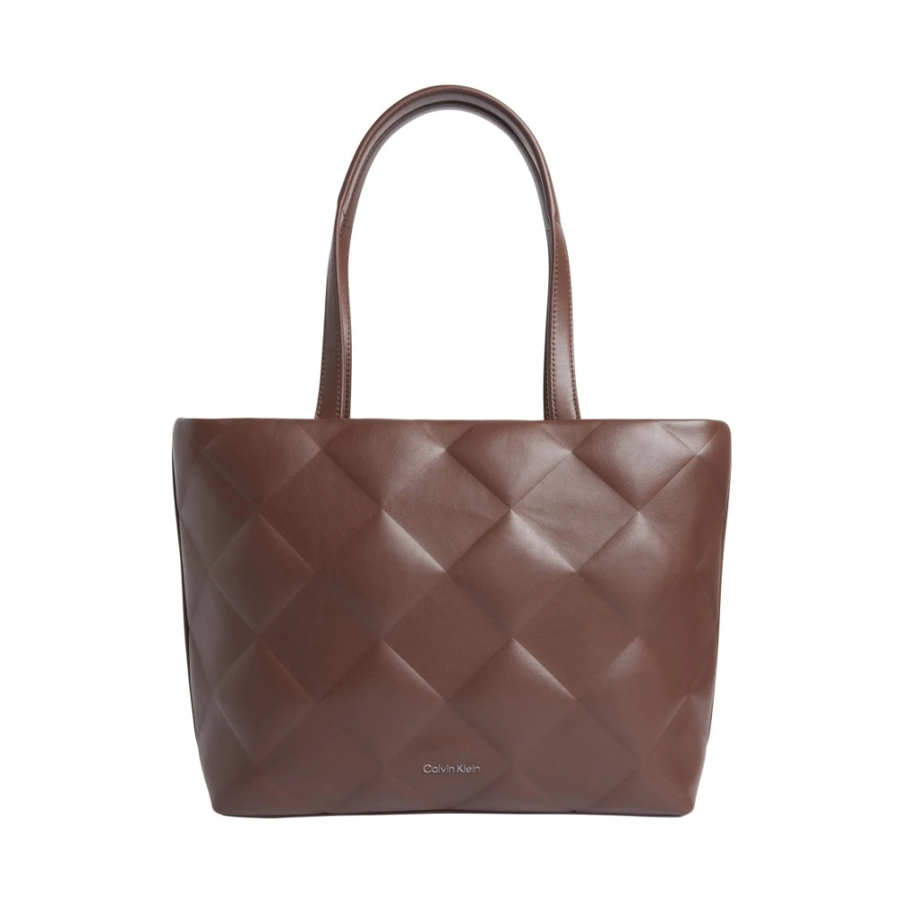 Calvin Klein Bruine Diamant Quilt Shopper Handtas Brown Dames