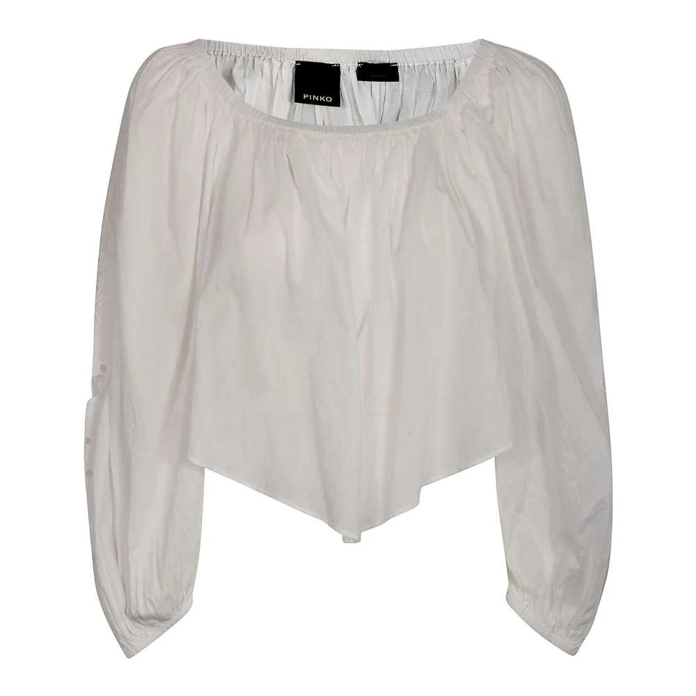 Pinko Witte Broderie Anglaise Puff Sleeve Shirt White Dames